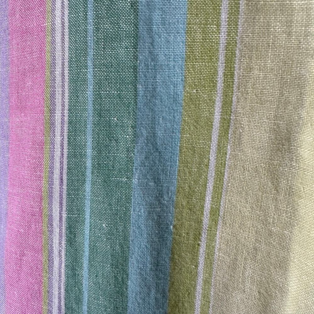 Coldwater Creek Blouse Womens LARGE Linen Blend Pastel Rainbow Stripe Top Shirt - Picture 6 of 11
